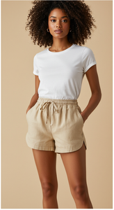 Shorts Curto com Elástico em Linho Premium