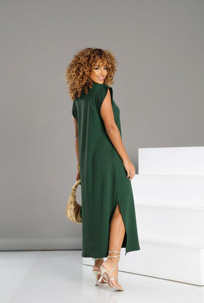 Vestido Longo Tee Ombreiras Feminino Viscolycra Confortável e Estiloso