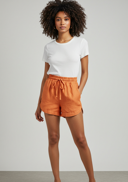 Shorts Curto com Elástico em Linho Premium