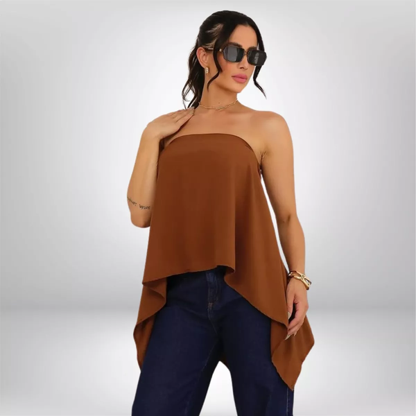 Blusa Bata Multiforma Boho Com Cropped Assimetrica
