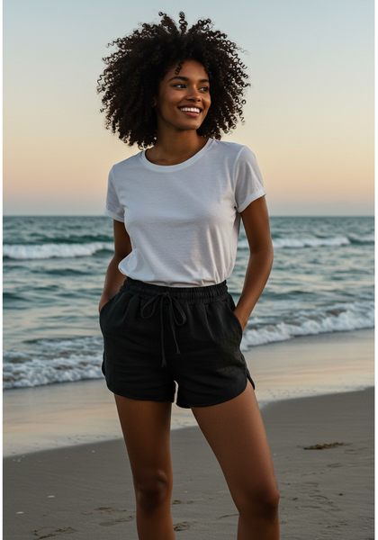 Shorts Curto com Elástico em Linho Premium