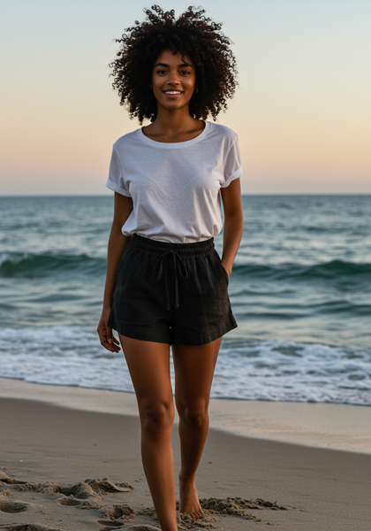 Shorts Curto com Elástico em Linho Premium