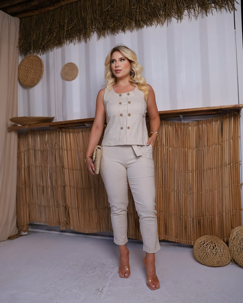 Blusa Em Linho com Botões