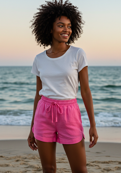 Shorts Curto com Elástico em Linho Premium