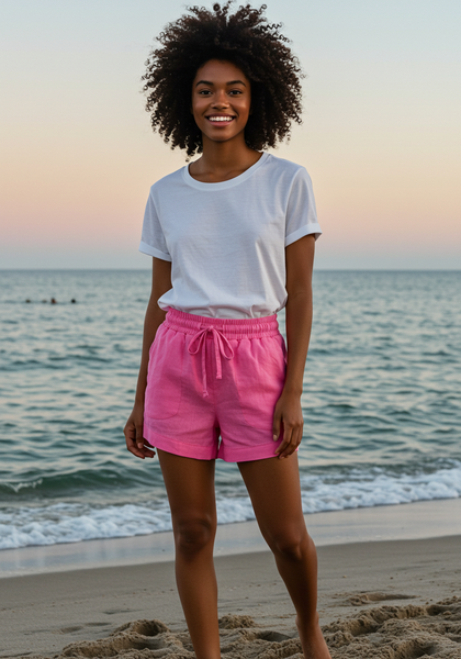 Shorts Curto com Elástico em Linho Premium