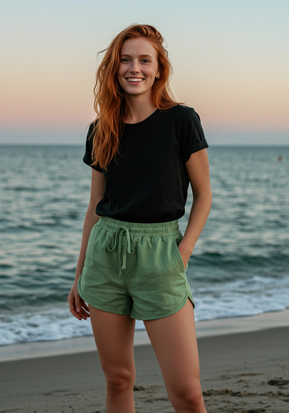 Shorts Curto com Elástico em Linho Premium