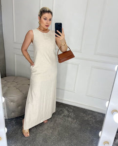 Vestido Longo em Linho com Zíper