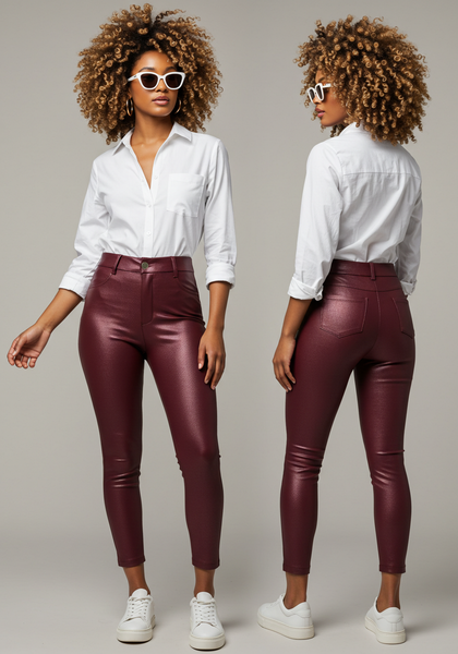 Calça Legging Cirre Disco Com Botão e Bolsos