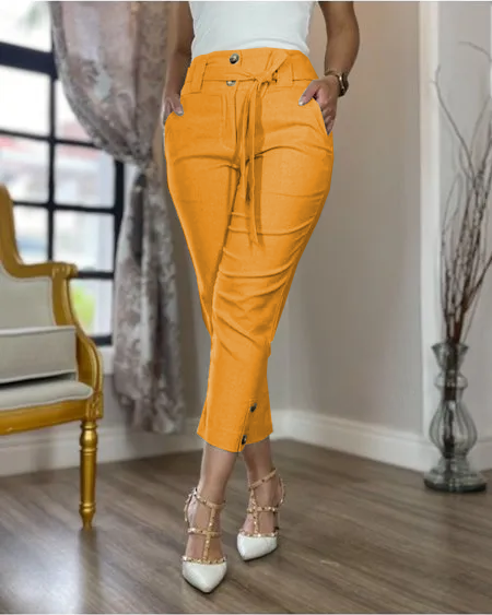 Calça de online linho mostarda